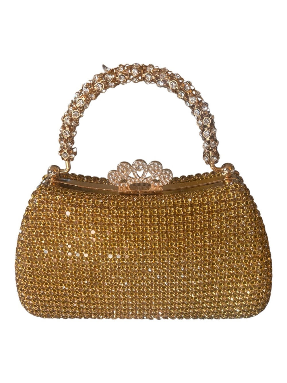 Dreubea Crystal rhinestone -Embellished Gold Evening Clutch and crossbody NWOT